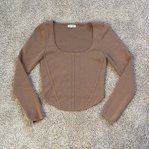 eesome • Light Brown Long Sleeve Corset Detail Sweater